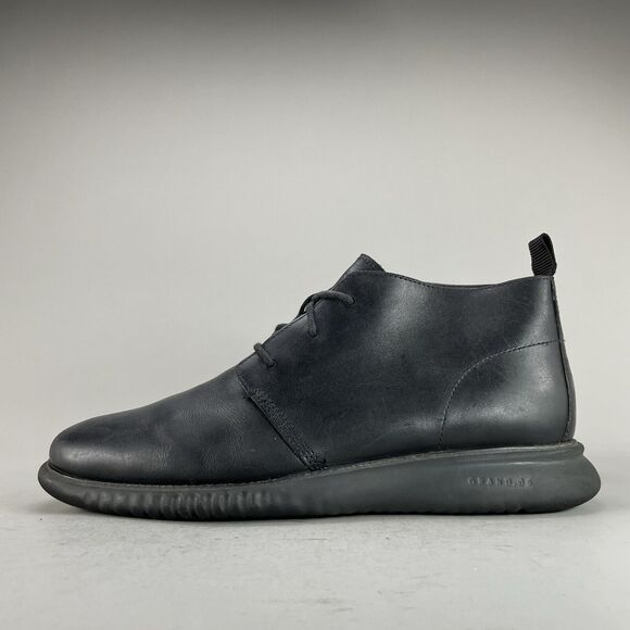 Cole Haan 2.Zerogrand Men’s 9 M Casual Chukka Ankle Boots Black Leather Lace Up - Picture 1 of 10